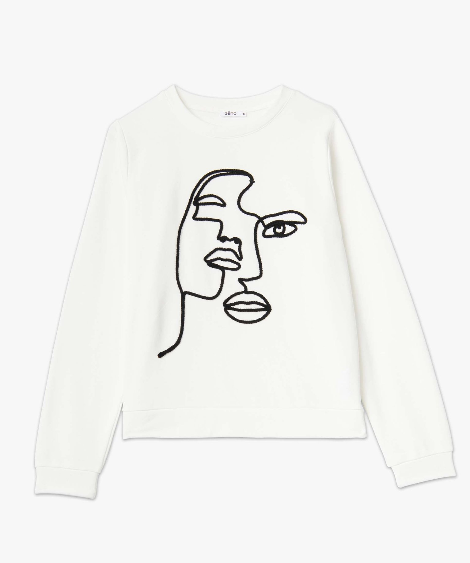 Sweat femme à motif brodé ecru | GEMO