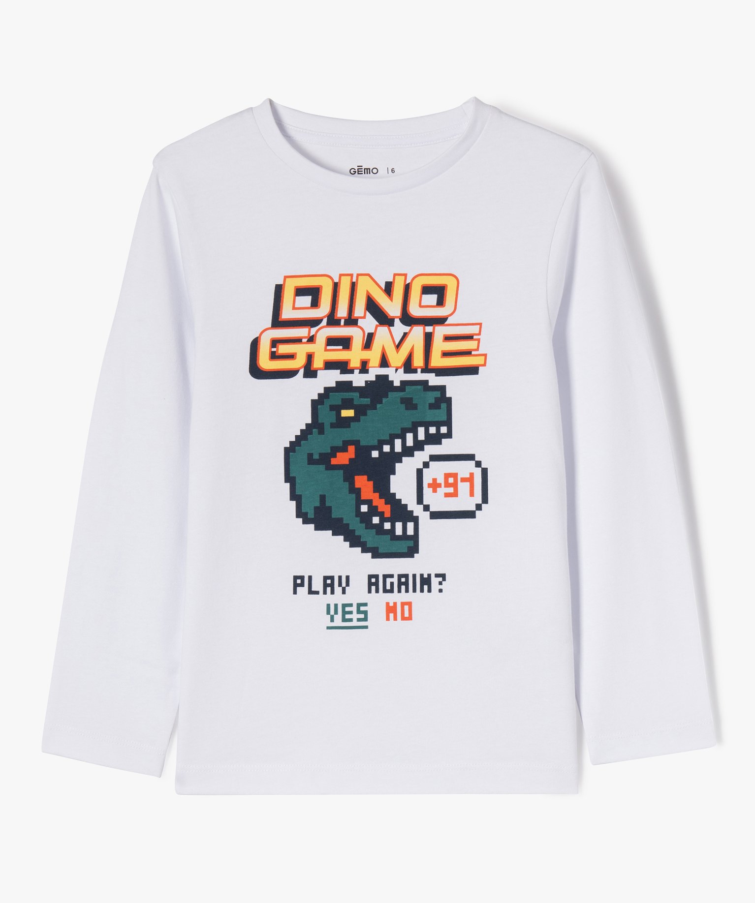 Tee-shirt à manches longues imprimé Garçon blanc | GEMO