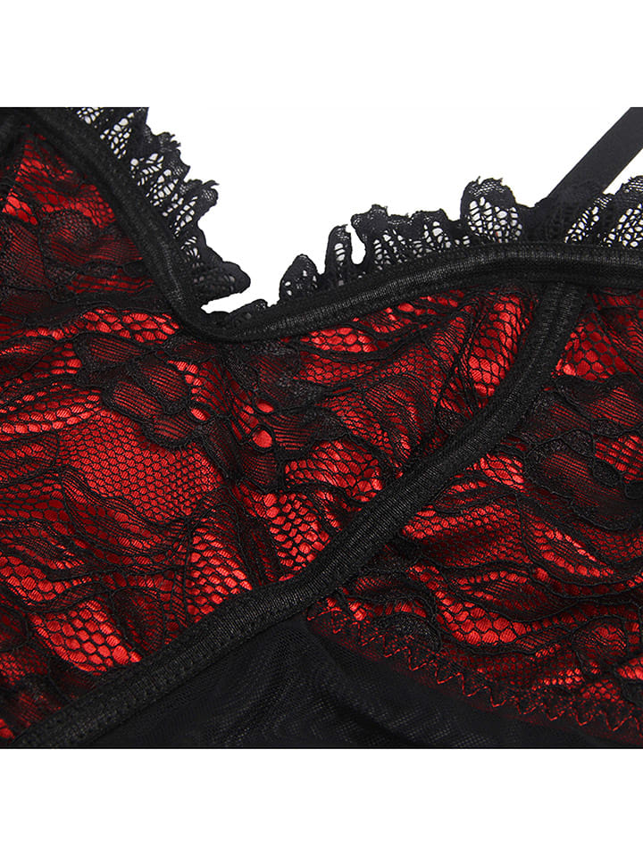 INTIMAX 4tlg. Kostüm in Schwarz/ Rot günstig kaufen