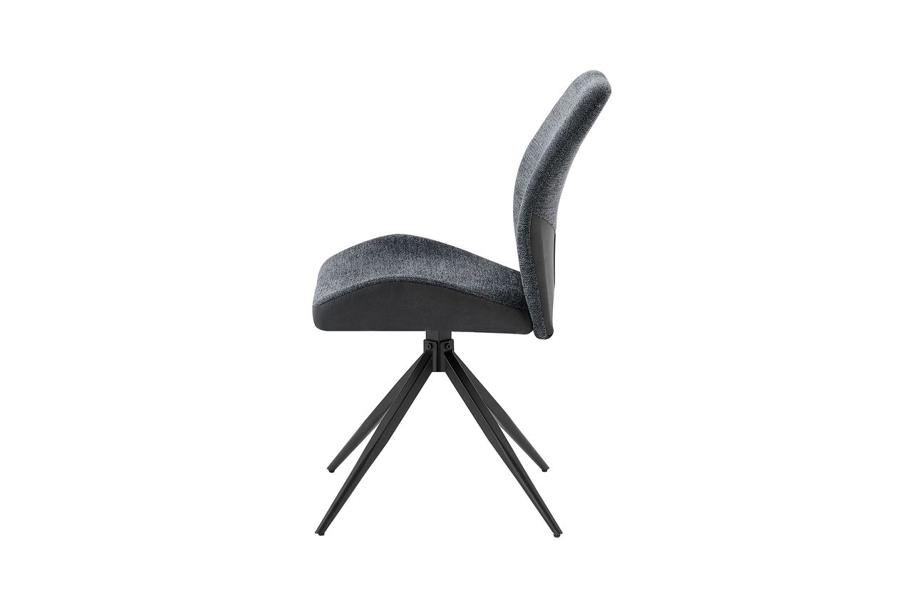 byLiving SNAP Stuhl, 2er Set, Metallgestell schwarz pulverbeschichtet, Bouclè-Vintage anthrazit