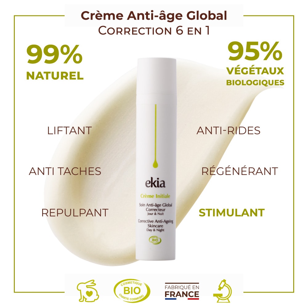 ekia Crème Initiale Crème correction 6 en 1 -Anti-âge global - Certifiée bio