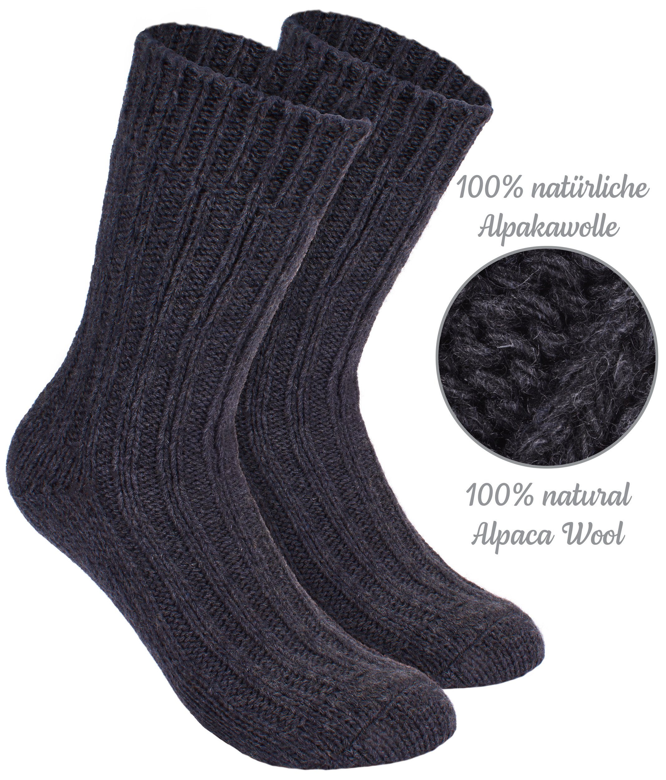 BRUBAKER Kuschelsocken Kinder Alpaka Socken aus 100% Alpakawolle (Set, 4 Paar) Wintersocken Set für Jungen und Mädchen - Kindersocken - Wollsocken