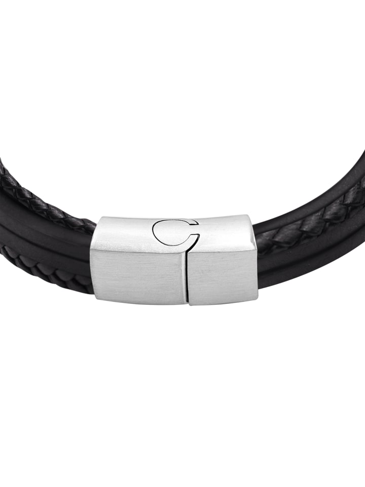 Steel_Art Herrenarmband Lederarmband Samu in schwarz günstig kaufen