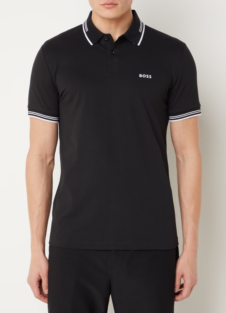 Polo HUGO BOSS Paul slim fit em piqué de algodão com logotipo.