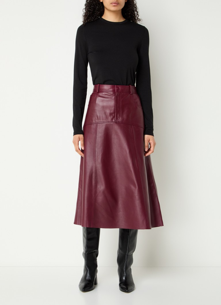 ba&sh Assia lambskin midi skirt with side pockets