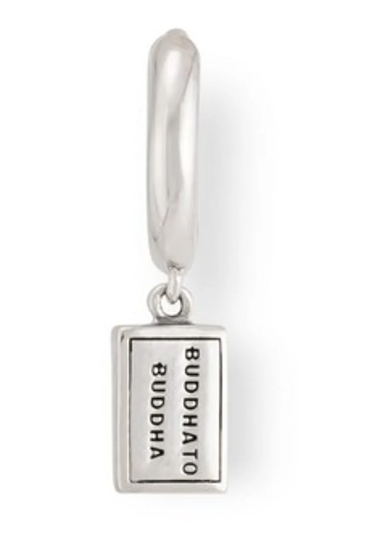 Buddha to Buddha Logo single silver hoop earring