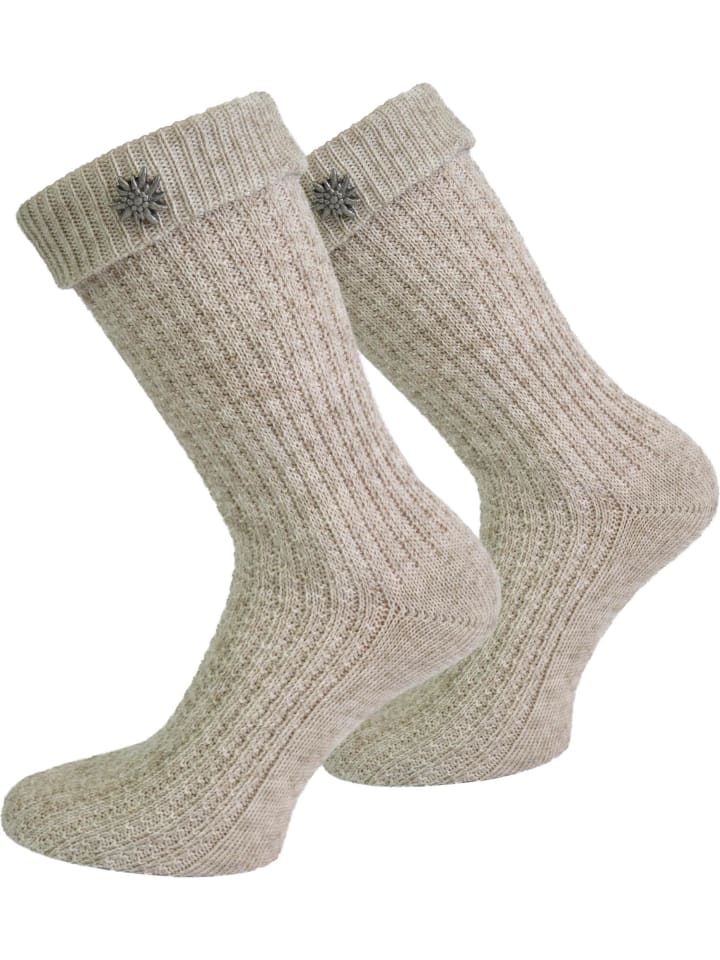 normani Trachtensocken mit Edelweiß-Pin in Naturmelange günstig kaufen