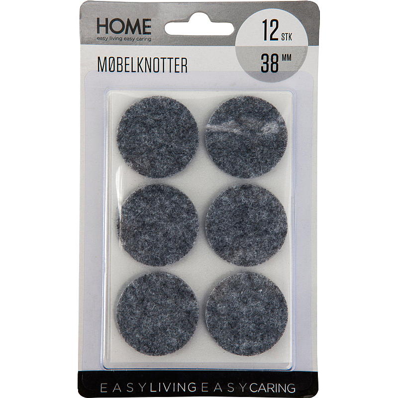 Home Møbelknotter 12-pk Diameter 38 mm, grå, filt