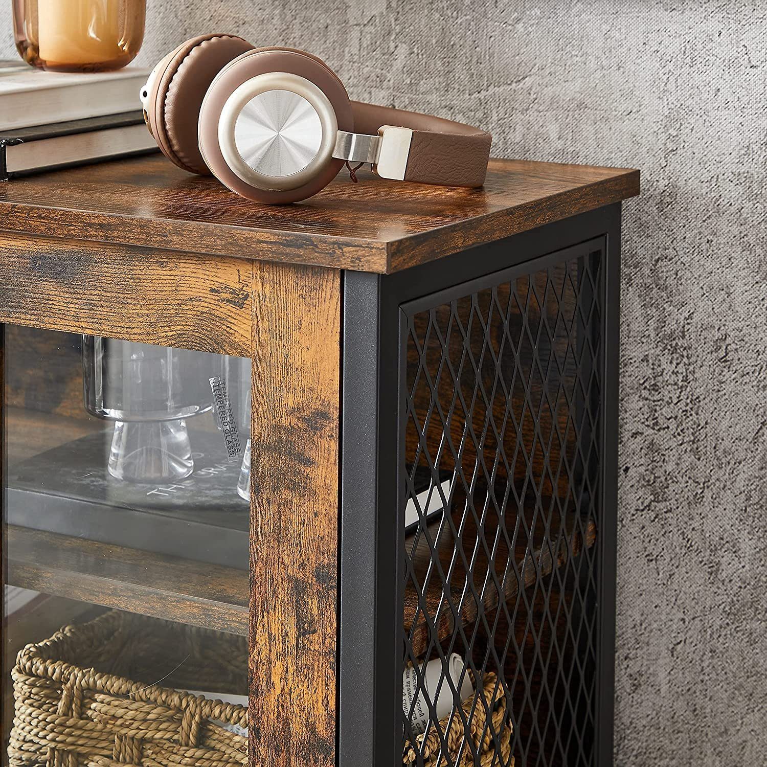 VASAGLE Highboard Kücheschrank, Höhe 108 cm, für Küche, Industriestil