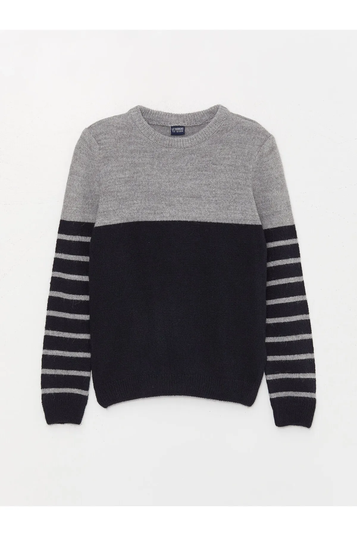 LC Waikiki  Gestreifter Langarm-Strickpullover für Jungen mit Rundhalsausschnitt