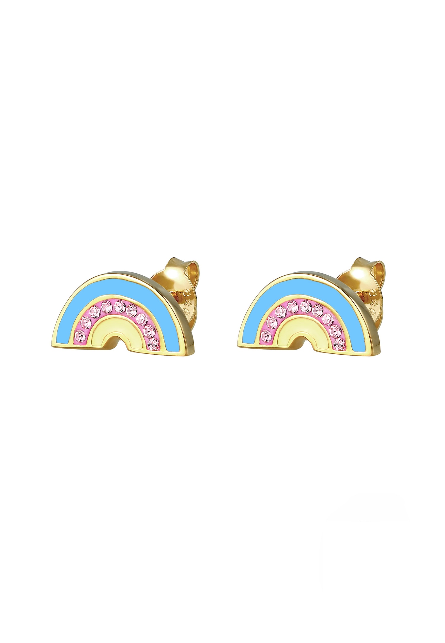 Orecchini a perno per bambini Elli Rainbow con cristalli - Argento placcato oro (925/1000)