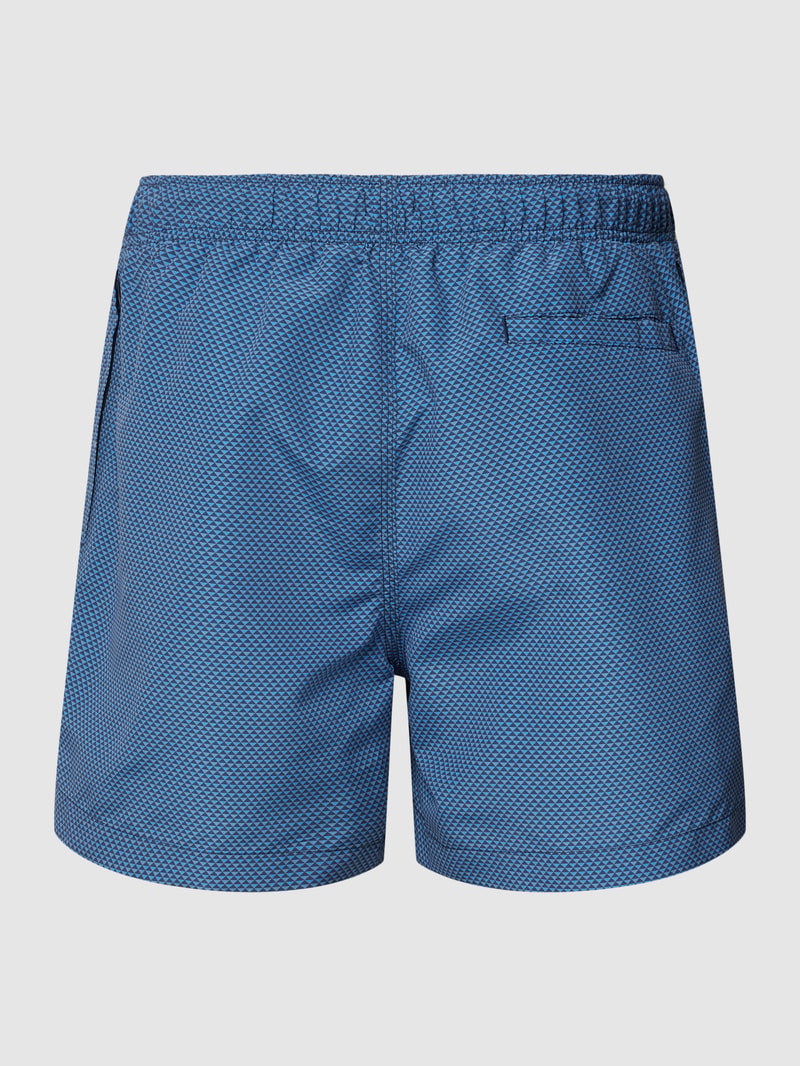 Badehose mit Allover-Muster in metallic blau