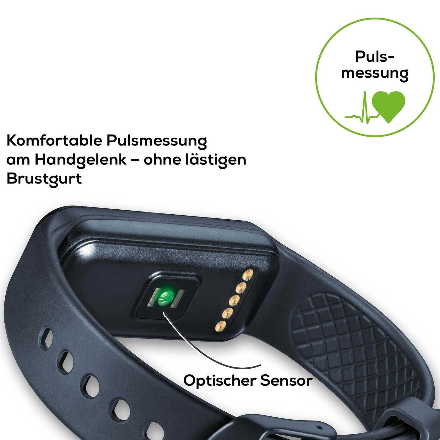 Beurer Aktivitätssensor AS 99 Pulse Bluetooth®-Tracking Fitnessuhr mit Nachrichtenfunktion, Pulsmessung & Kamera-Fernauslöser