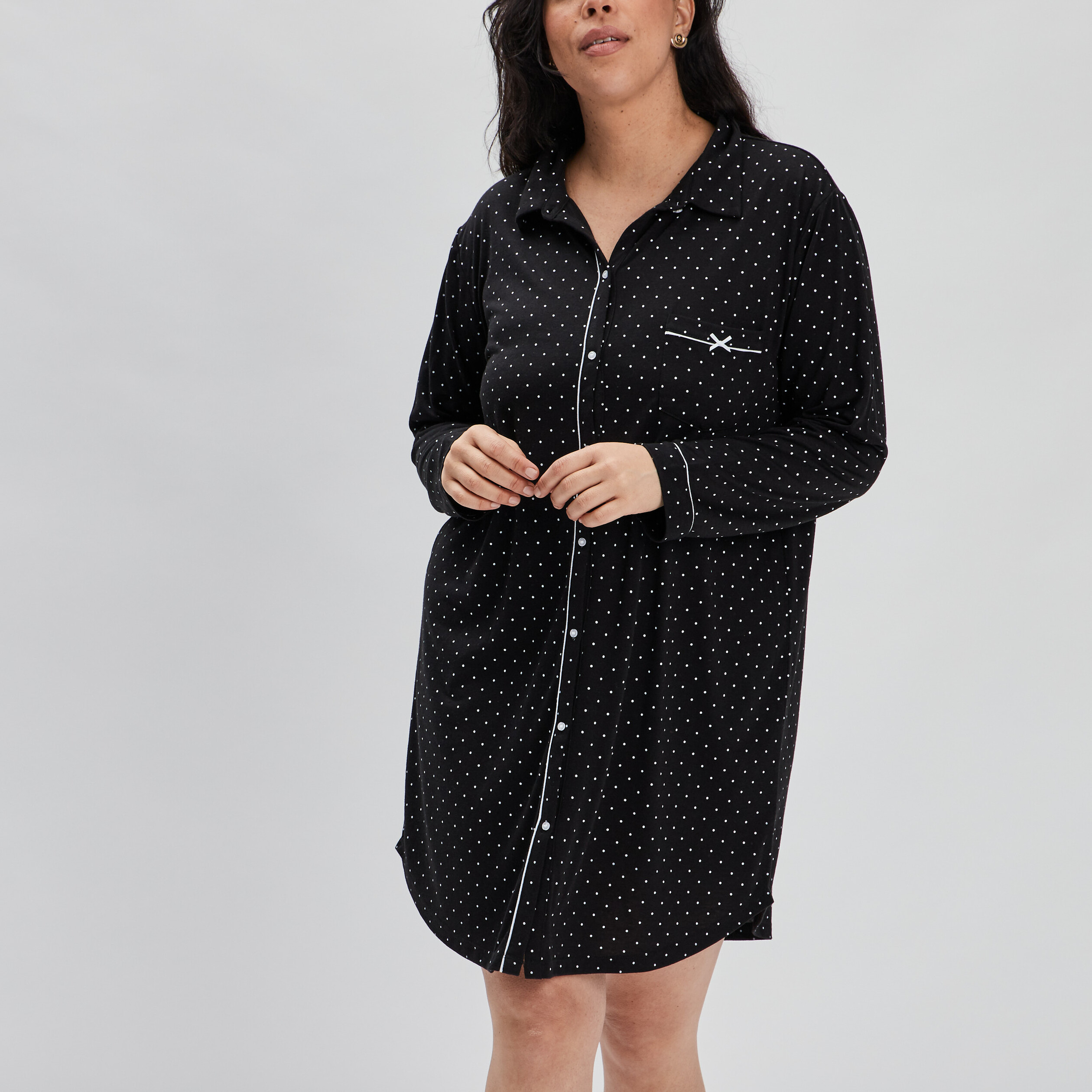 Chemise de nuit liquette noir femme grande taille | La Halle