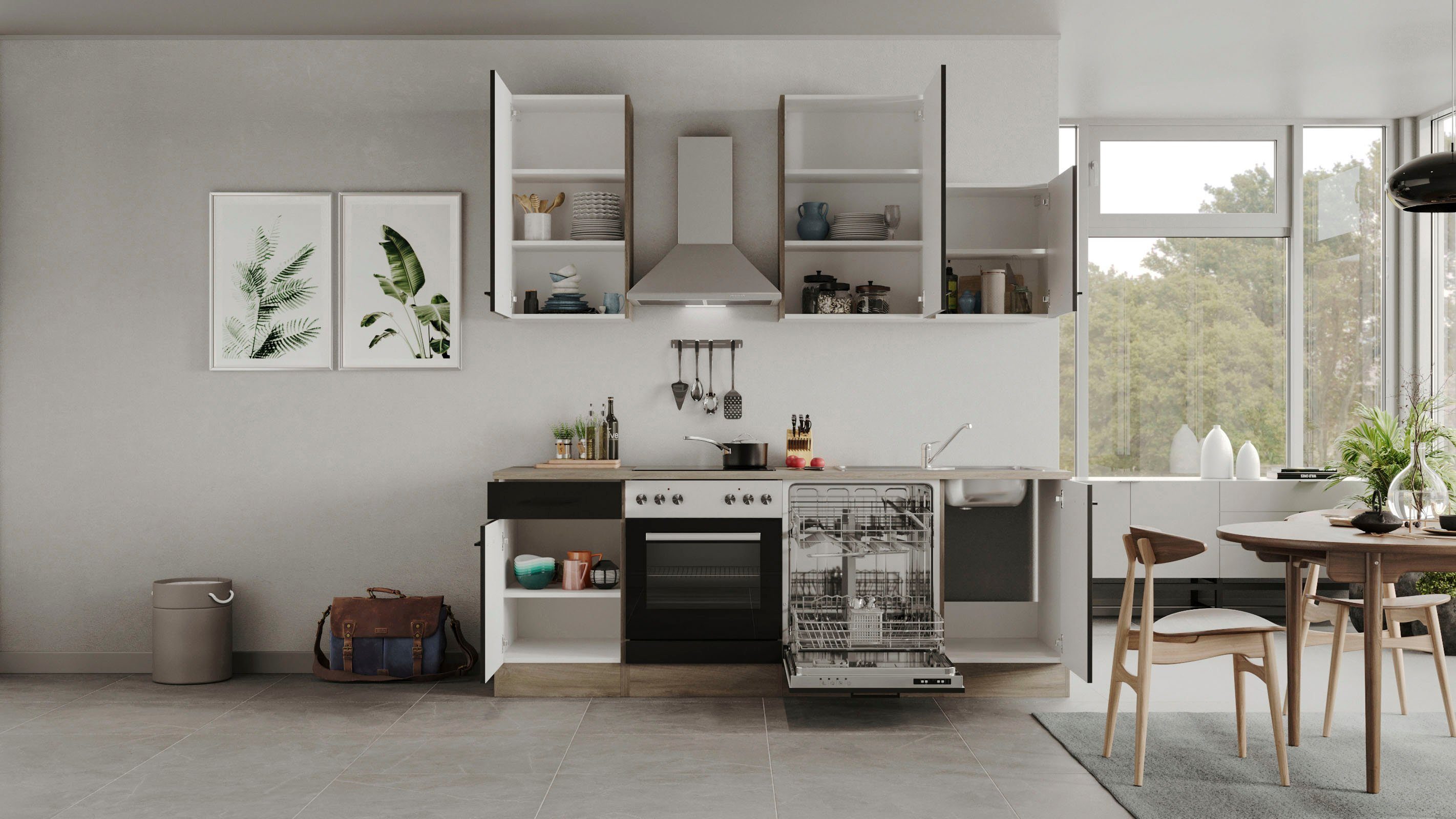 Flex-Well Küche Capri, mit und ohne E-Geräten erhältlich, Gesamtbreite 220 cm