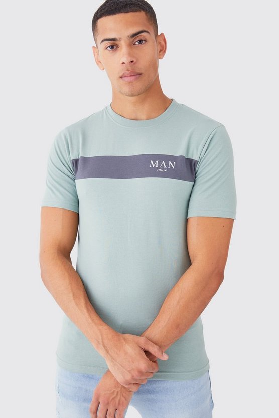 Man Roman Muscle-Fit Colorblock T-Shirt
