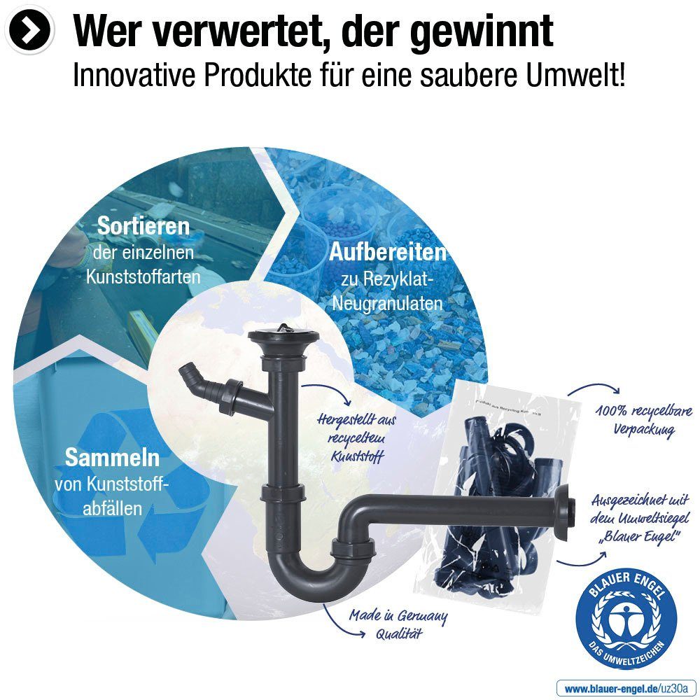 CORNAT Siphon REZYKLAT Waschbecken-Geruchsverschluss, aus Recycling Kunststoff
