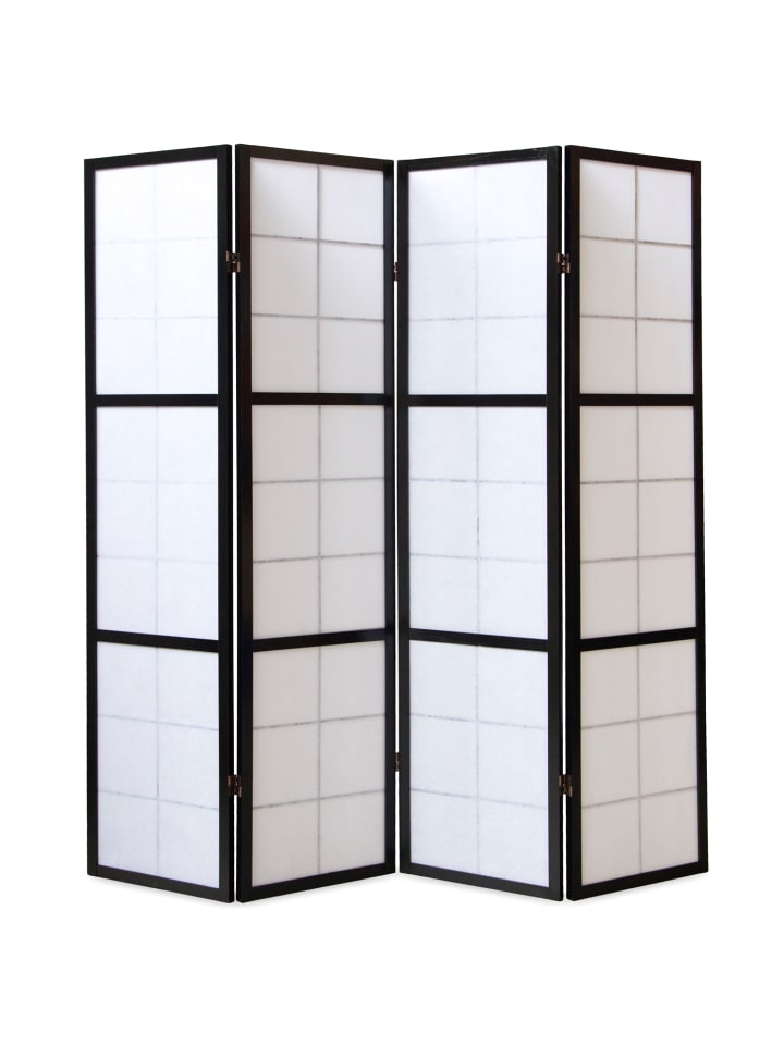 Homestyle4u 4-tlg. Paravent Shoji in Schwarz 176x175 cm günstig kaufen onesize