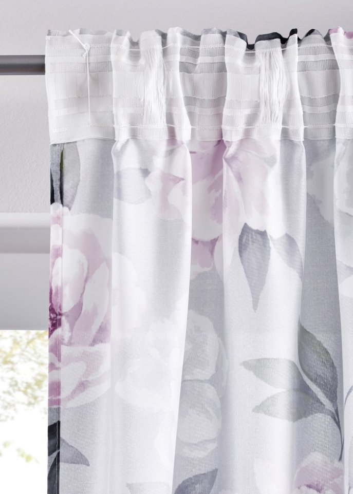Microfaser Vorhang mit Blumen Druck (1er Pack)