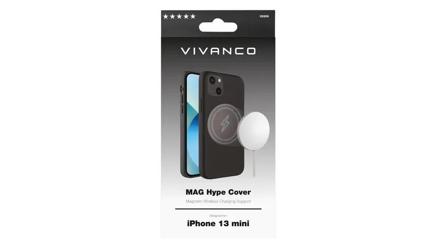 Vivanco Mag Hype Cover, Magnetic Wireless Charging Support für iPhone 13 Mini