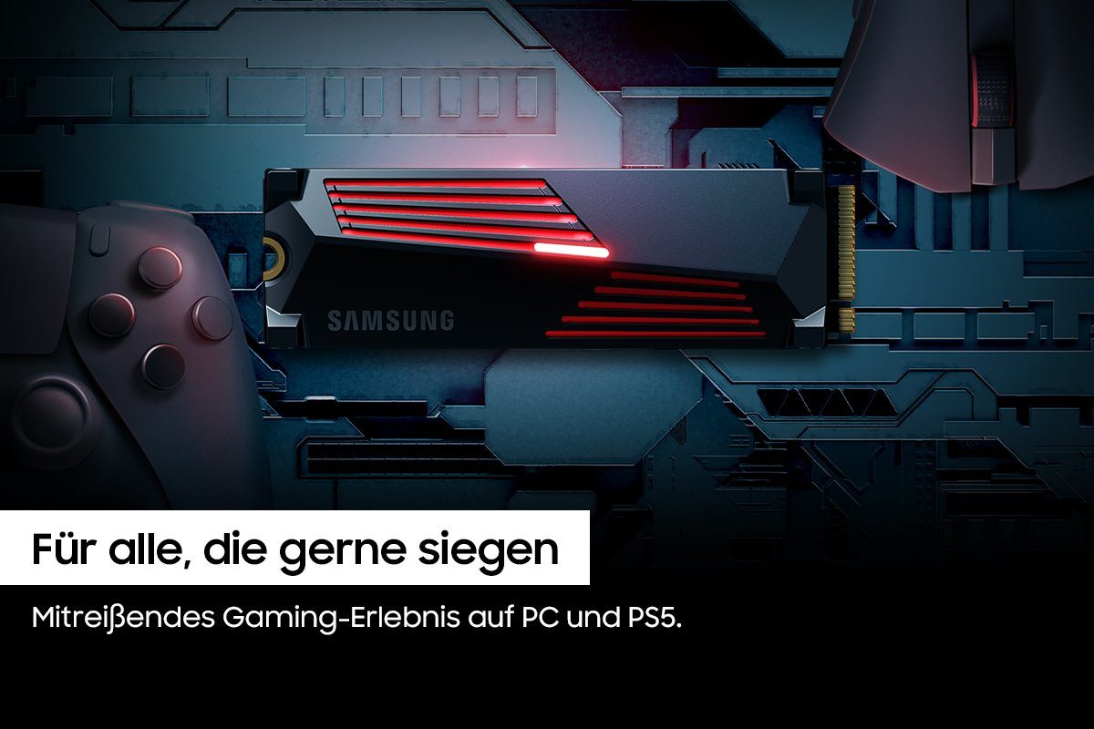 Samsung 990 PRO Heatsink interne SSD (4TB) 7450 MB/S Lesegeschwindigkeit, 6900 MB/S Schreibgeschwindigkeit, mit Kühlkörper