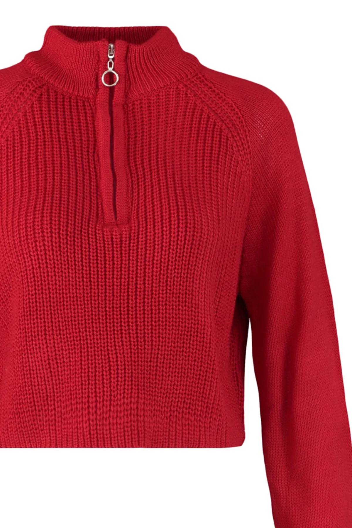 Trendyol Collection  Roter Strickpullover mit Stehkragen TWOAW22KZ1632