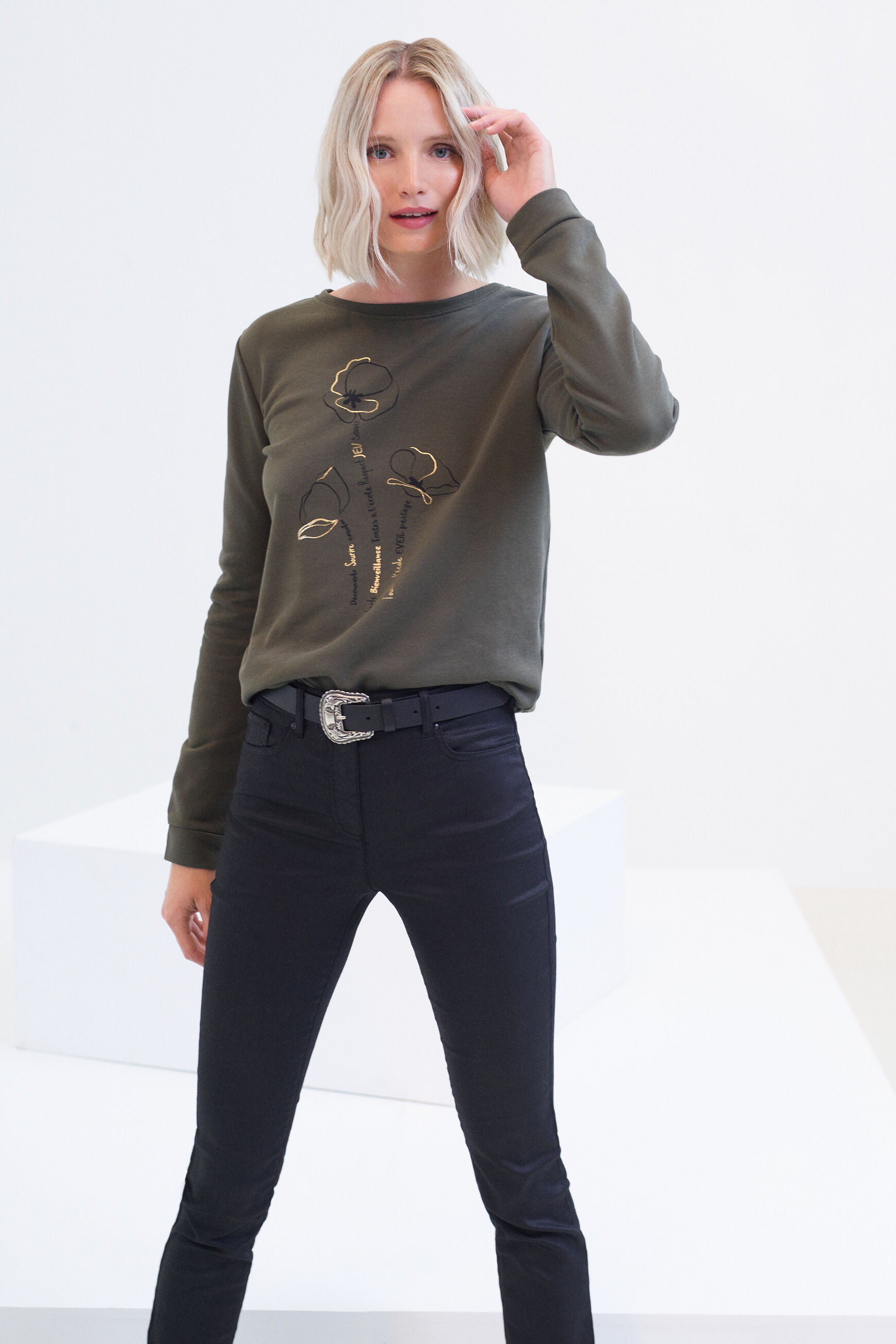 Sweat Jason vert kaki femme