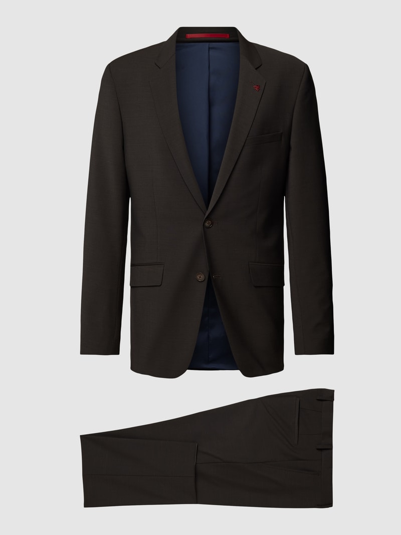 Slim Fit Anzug mit 2-Knopf-Sakko in dunkelbraun