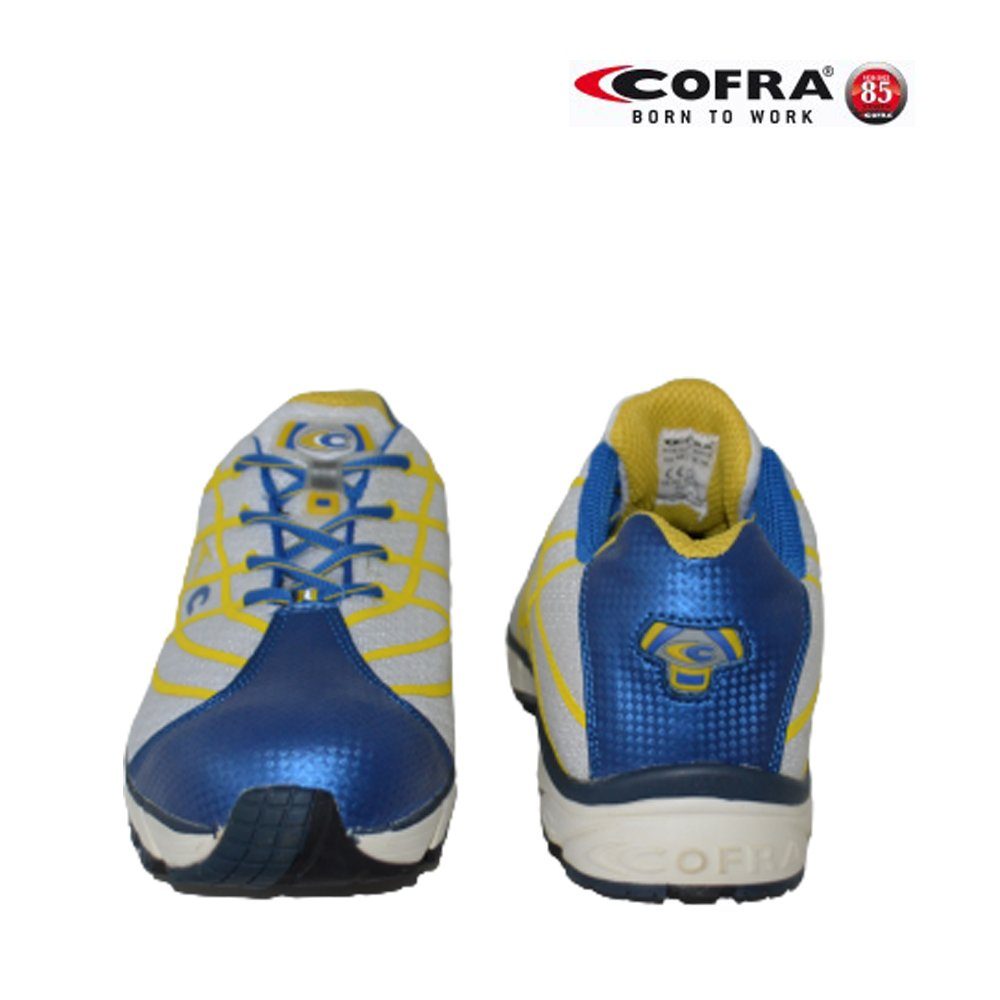 Cofra Sicherheitsschuhe NEW ALIEN WHITE S1 P SRC Sicherheitsschuh (Set, 2-tlg., 1 Paar Sicherheitsschuhe + 2 Paar Arbeitshandschuhe (Größe 9 + 10) KAPPE: Stahlkappe mit 200 J Zehenschutz, Schuhweite: 11 Mondopoint