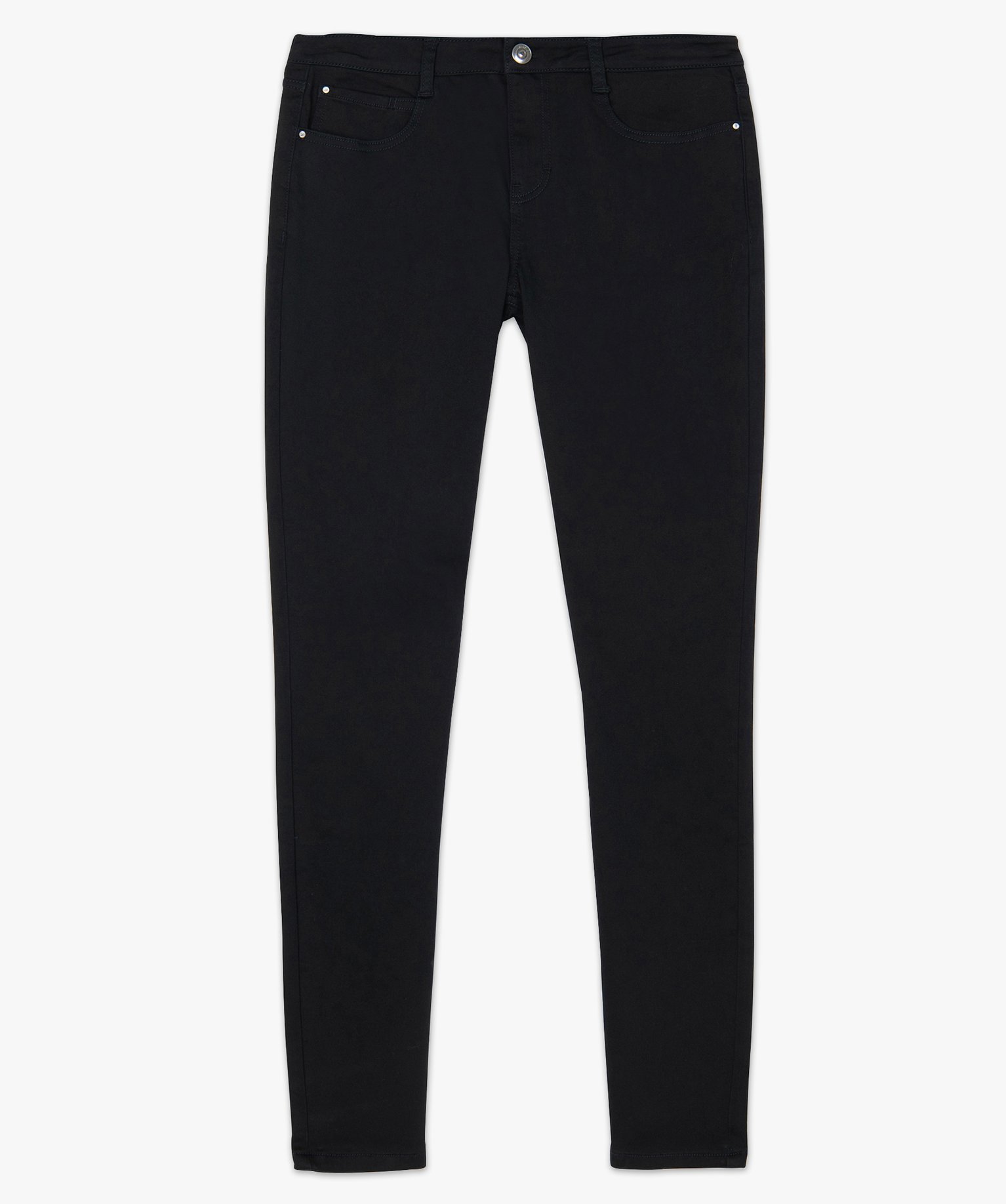 Pantalon femme coupe slim en toile extensible noir | GEMO