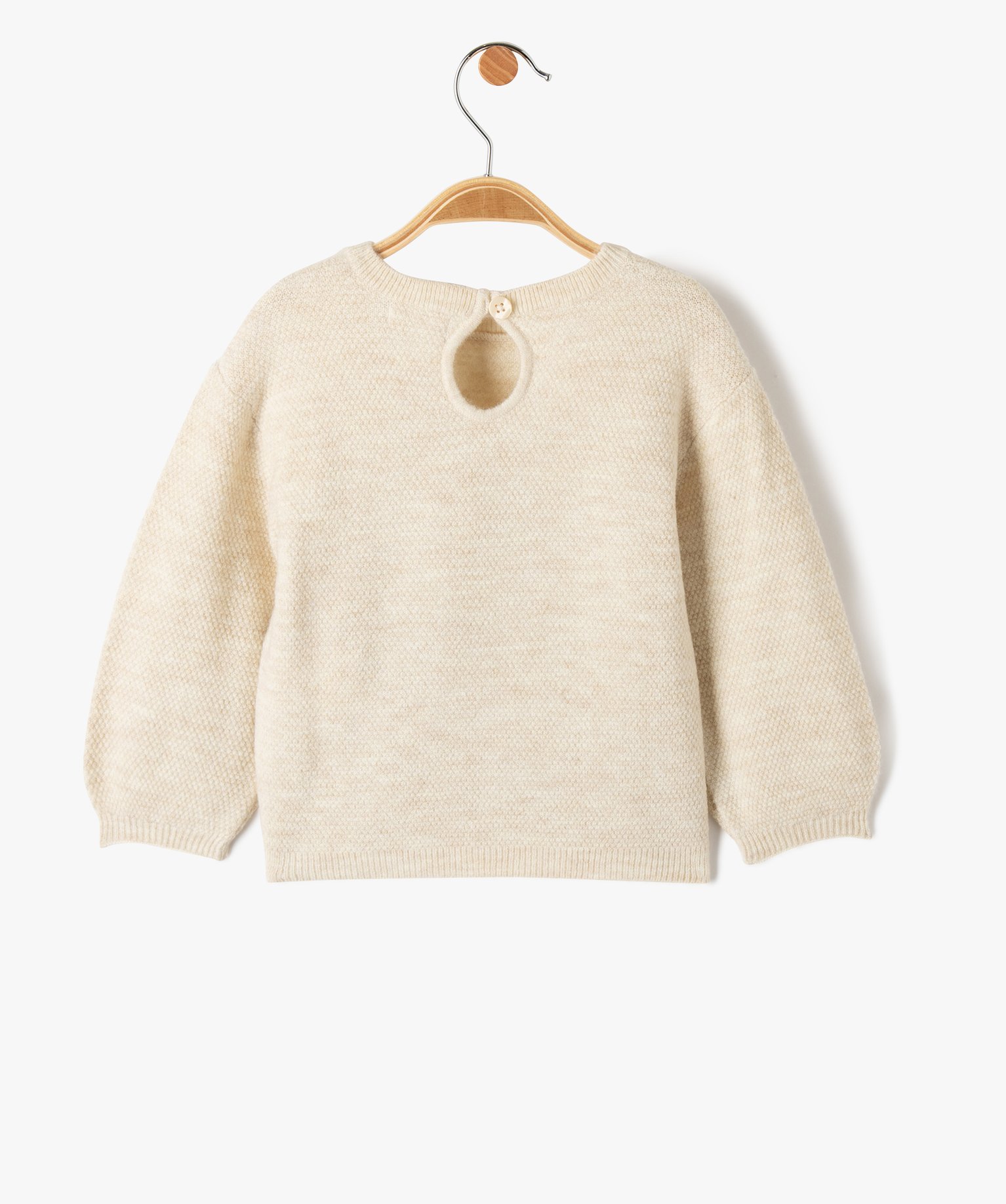 Pull de Nol bébé fille à motif en sequins pailletés ecru | GEMO