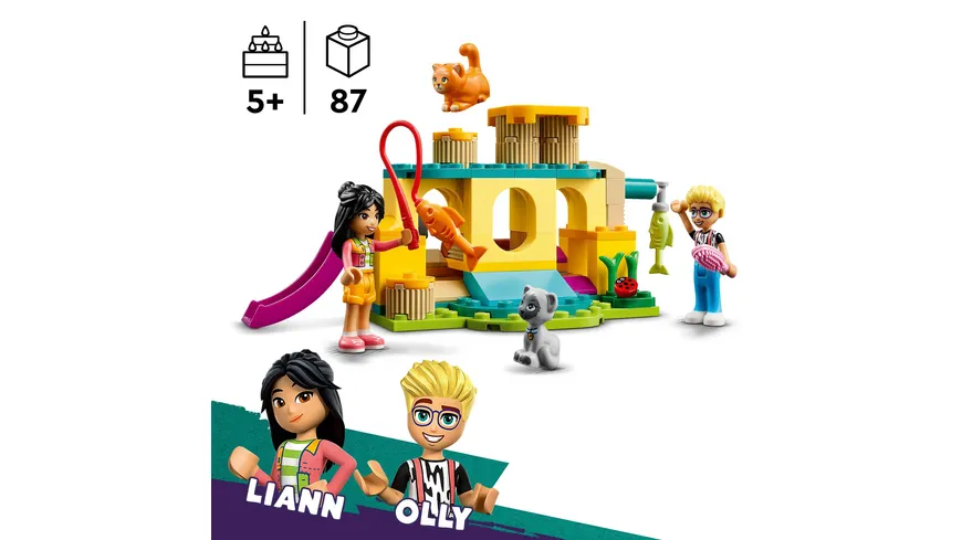 LEGO Friends 42612 Abenteuer auf dem Katzenspielplatz, Set mit Spielzeug-Tieren