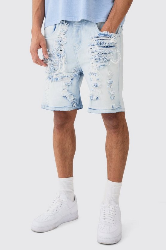 Lockere Jeansshorts in Ice Blue