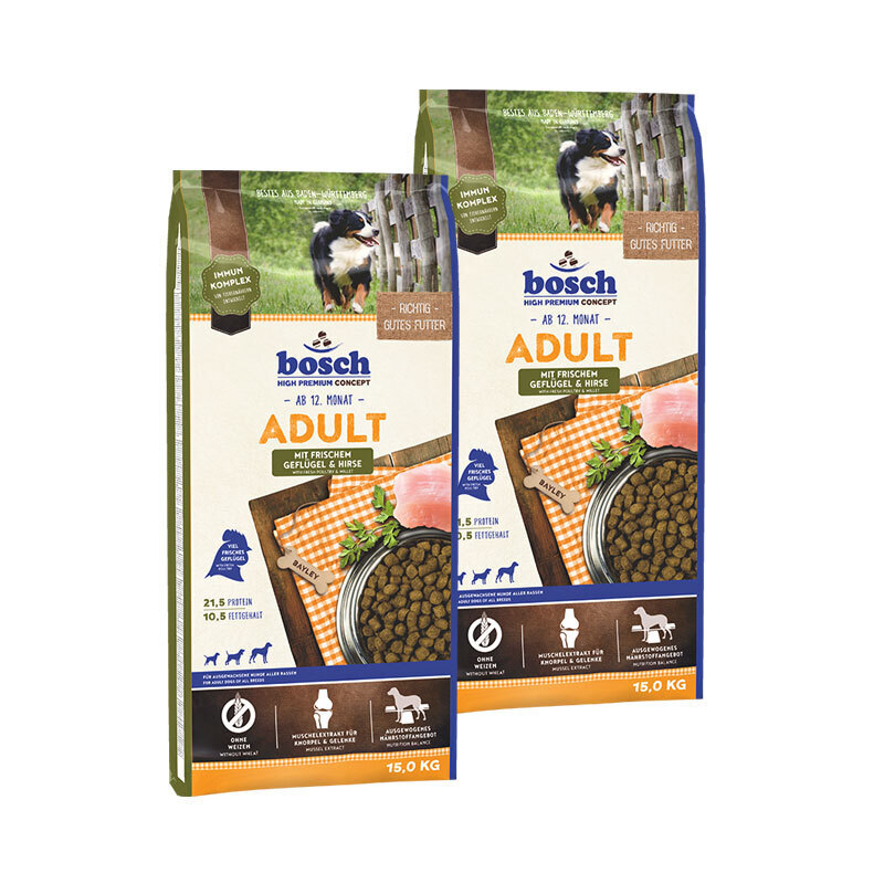 bosch Hundetrockenfutter bosch High Premium Concept Adult Geflügel & Hirse 2x15 kg