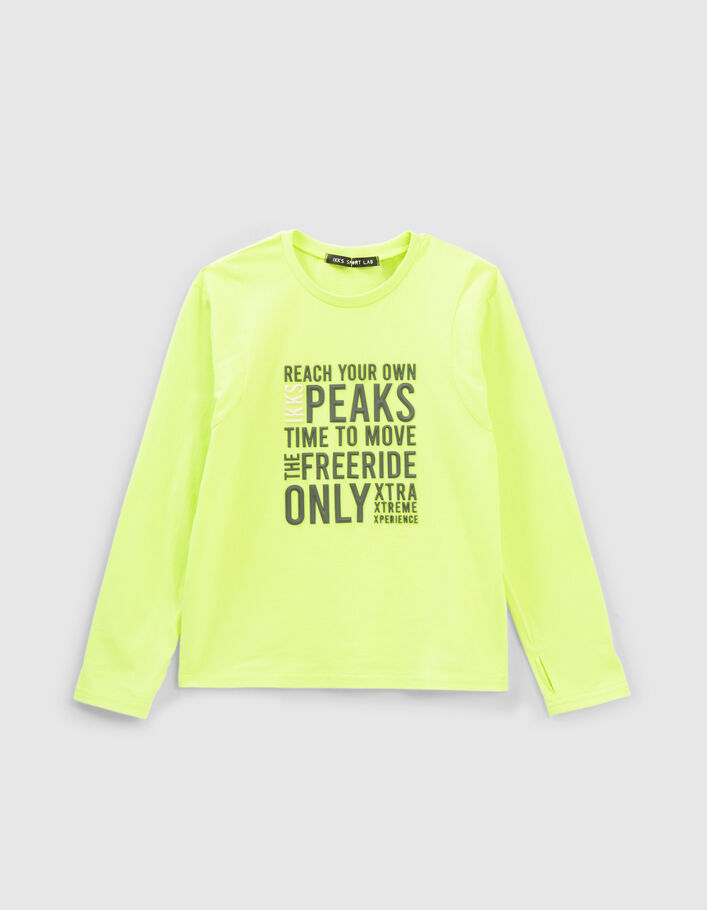 T-shirt vert fluo messages gomme garçon