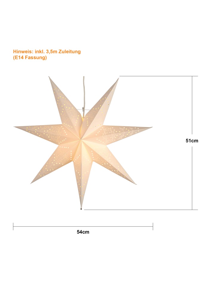 STAR Trading Hängeleuchte Stern 'Sensy', creme, 54x51cm günstig kaufen onesize