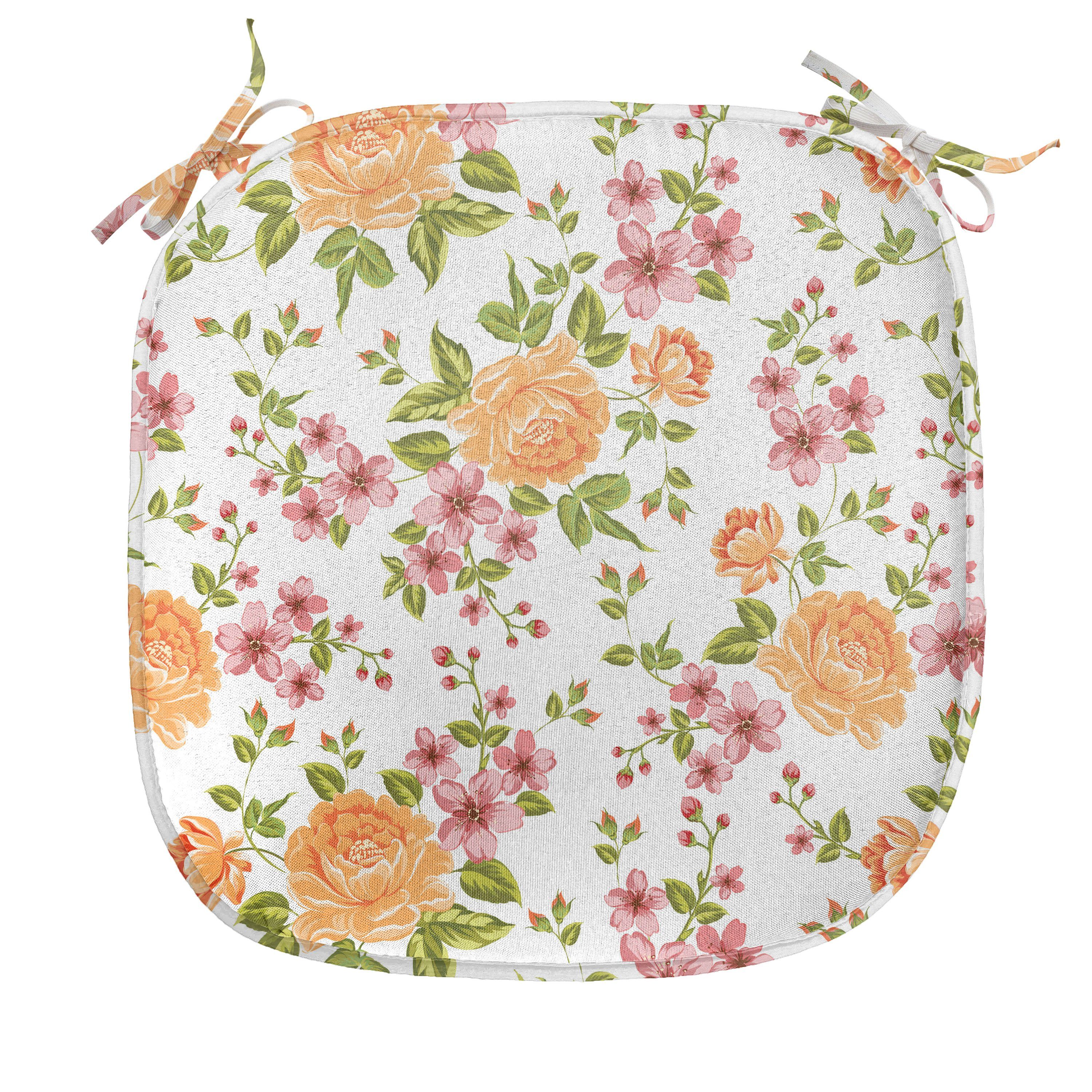 Abakuhaus Stuhlkissen Dekoratives wasserfestes Kissen mit Riemen für Küchensitze, Blume Peony Poppy Braut Theme