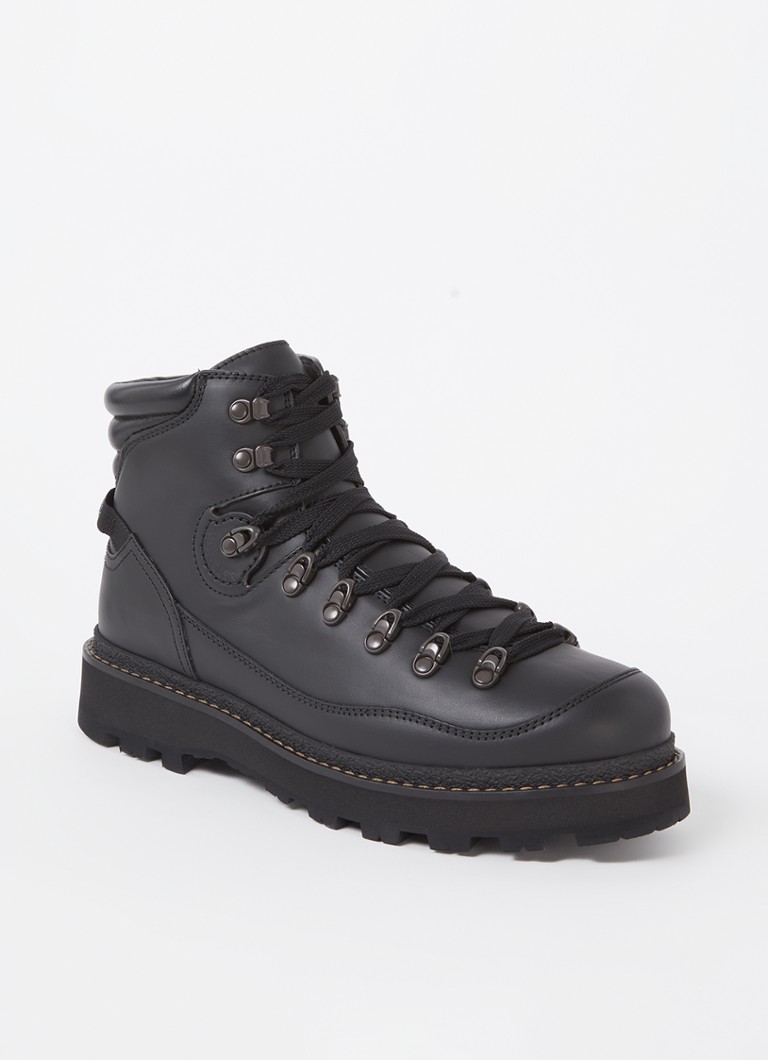 Ghete Moncler Peka Trek cu șireturi și detalii din piele de vițel