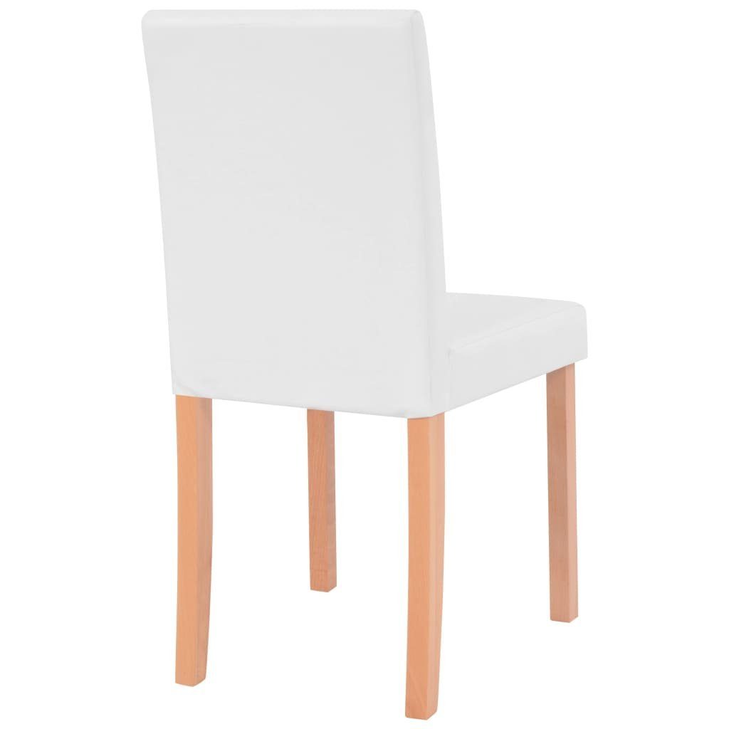 vidaXL Essgruppe Esszimmertisch und Stühle 5-tlg. Kunstleder Eiche Cremeweiß, (5-tlg)