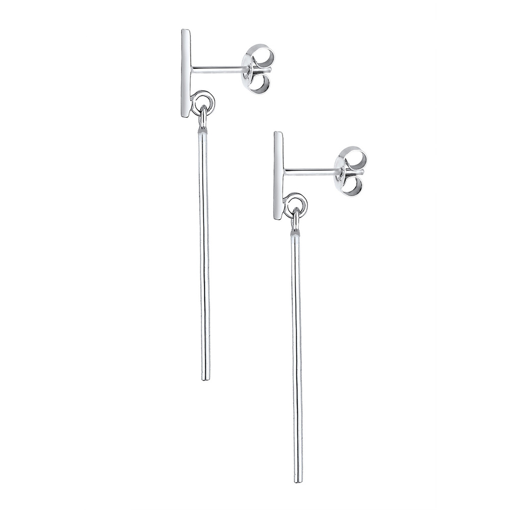 Elli Elli Boucles d'Oreilles Geo Rechteck Trend Minimal 925 Sterling Silber Boucles d'oreilles