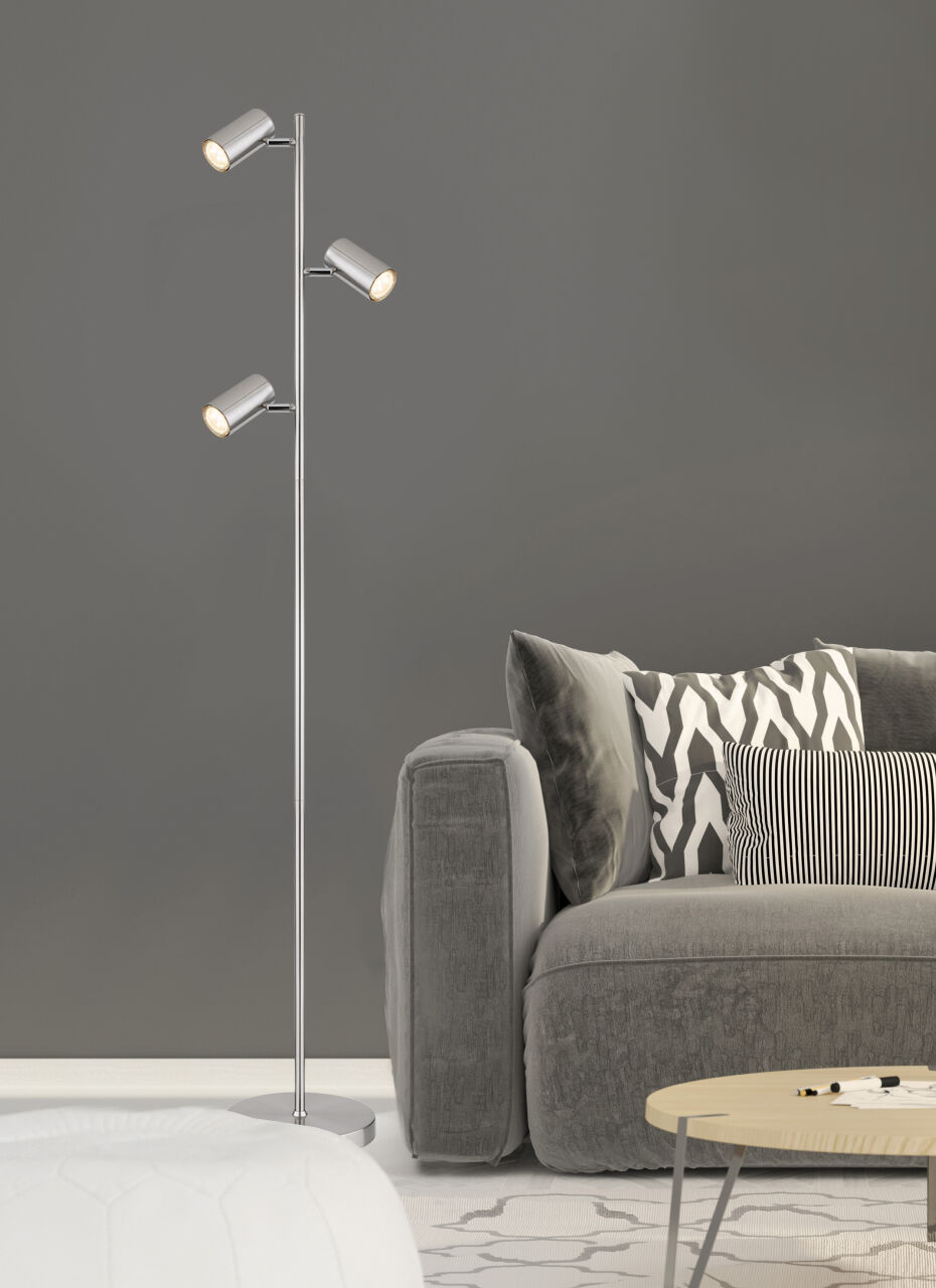 Globo Lighting - ROBBY - Stehleuchte Metall Nickel matt, 3x GU10 LED