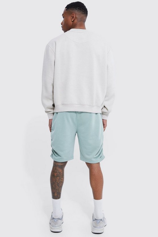 Slim-Fit Jersey-Shorts mit seitlicher Raffung