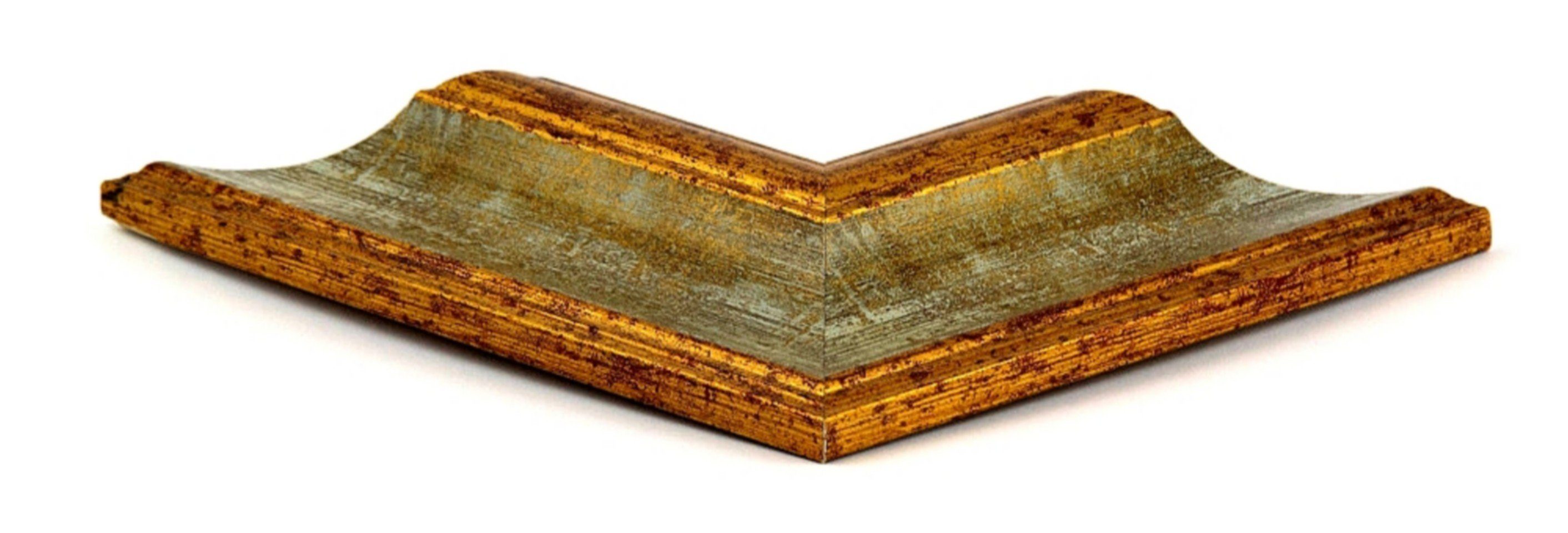 myposterframe Einzelrahmen Dysnomia Barock Farbig Bilderrahmen, (1 Stück), 21x26 cm, Türkis Gold, Echtholz