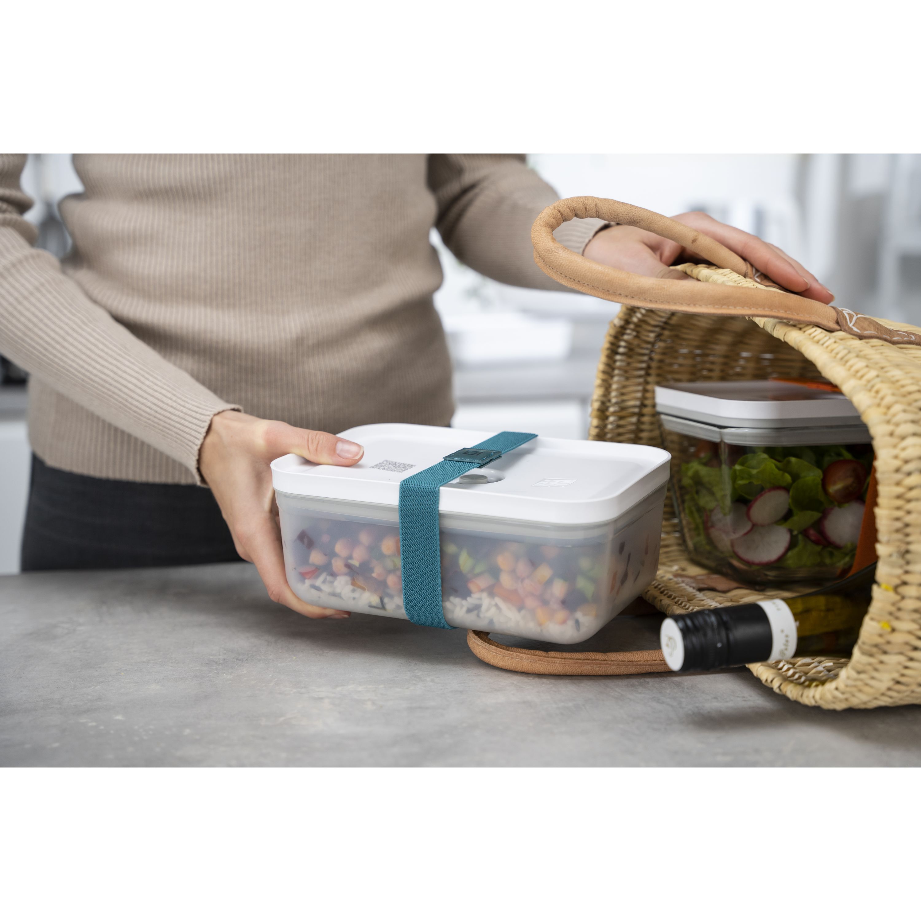 Vakuum Lunchbox M, Kunststoff, Semitransparent-Grau