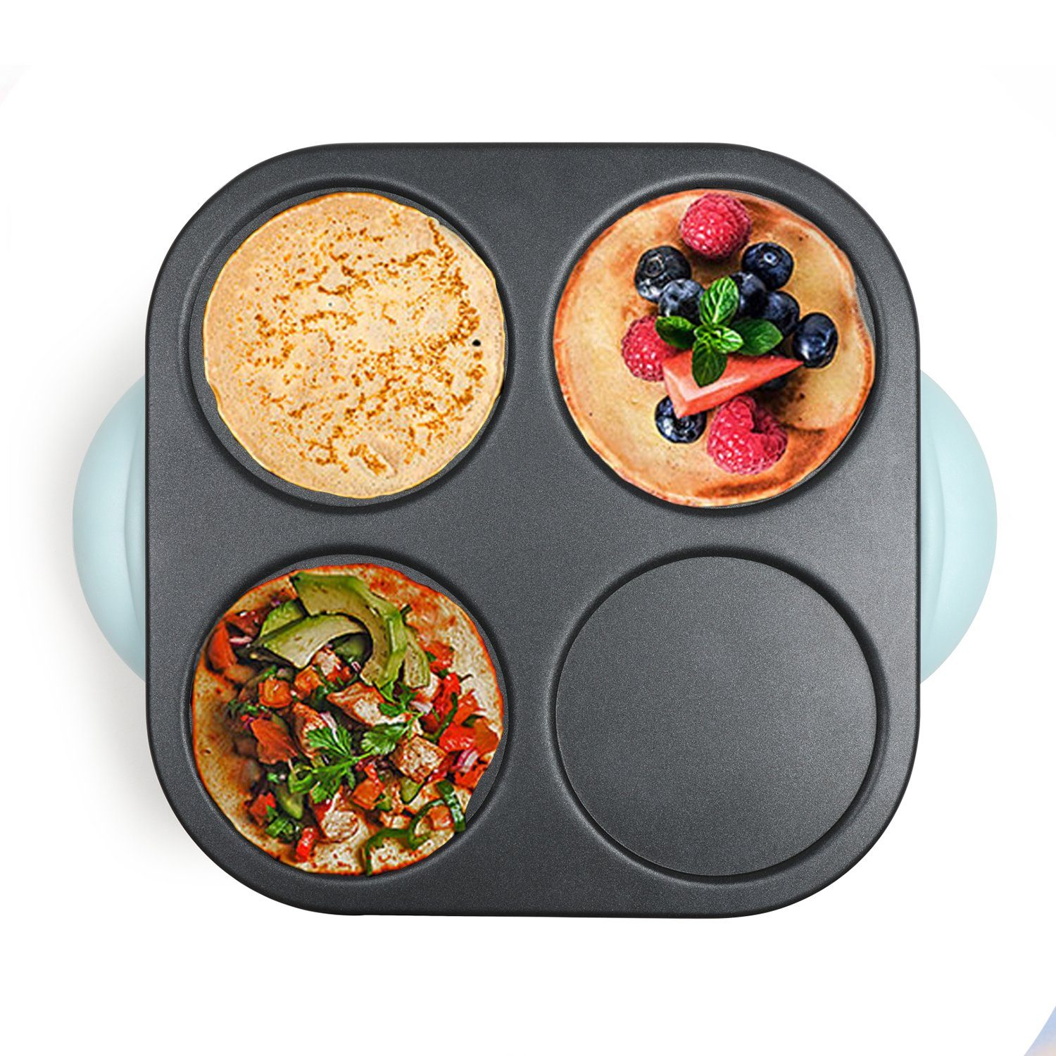 LIVOO Raclette LIVOO Crepes Maker Maxi Mini-Crepes 4 Personen 1500 Watt blau