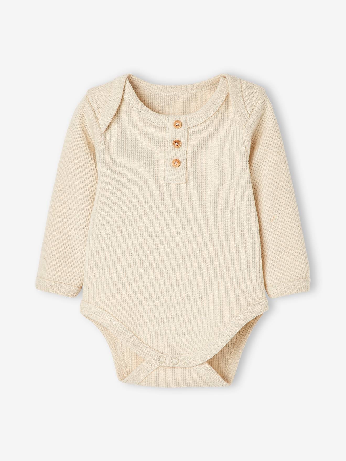 Lot de 2 bodies manches longues bébé maille nid d'abeille bleu nuit
