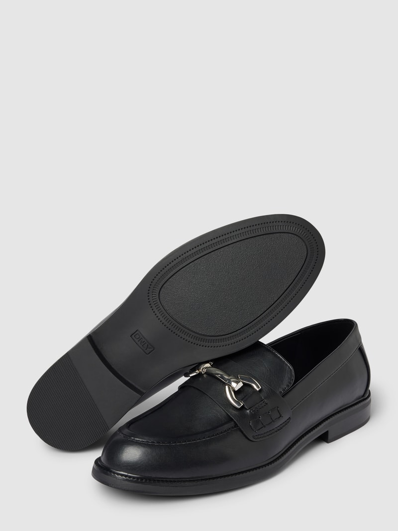 Penny Loafer in Leder-Optik Modell 'HORSEBITE' in schwarz