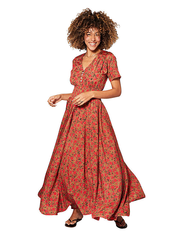 Aller Simplement Kleid in Beige/ Rot günstig kaufen 38/40