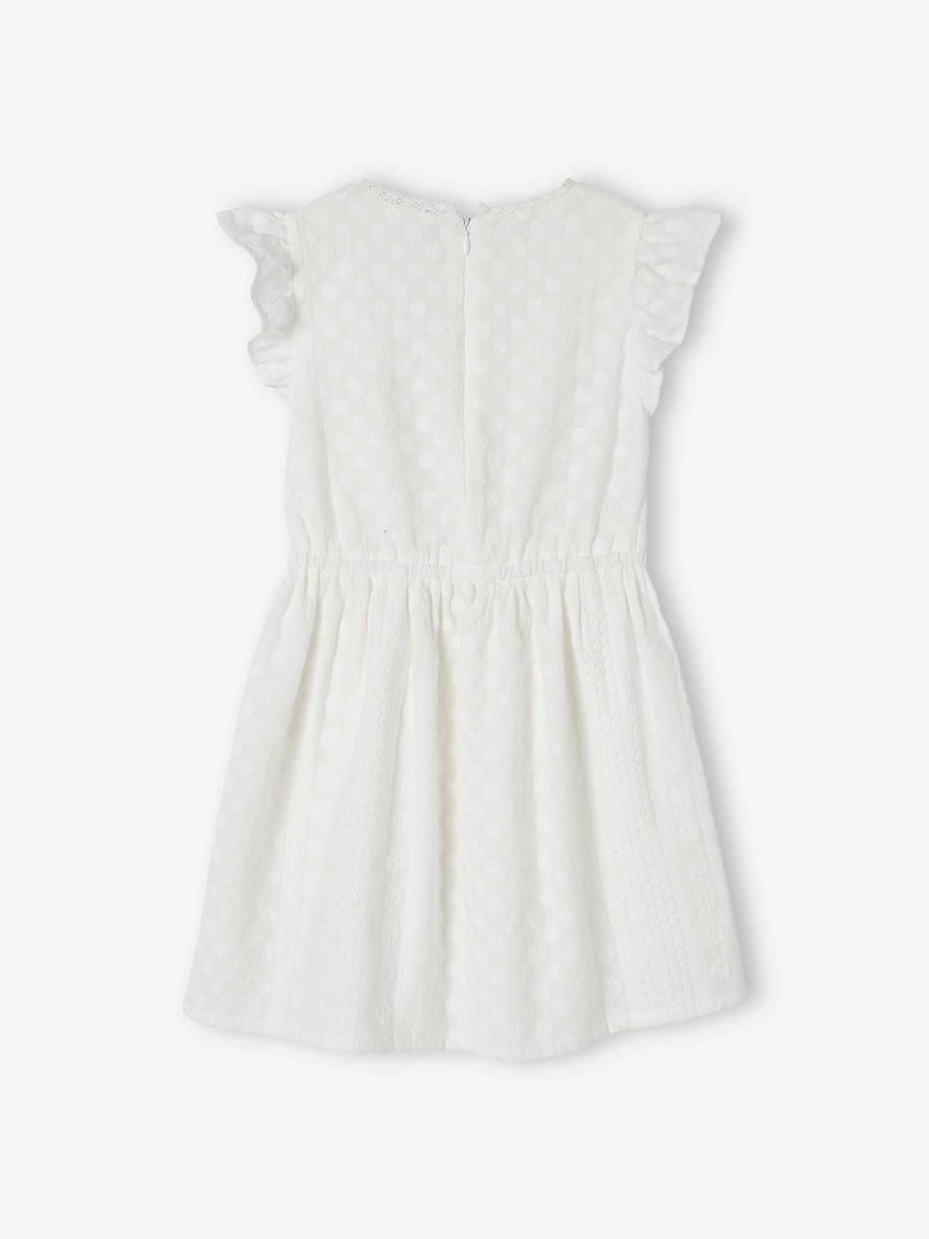 Robe de cérémonie brodée fille écru