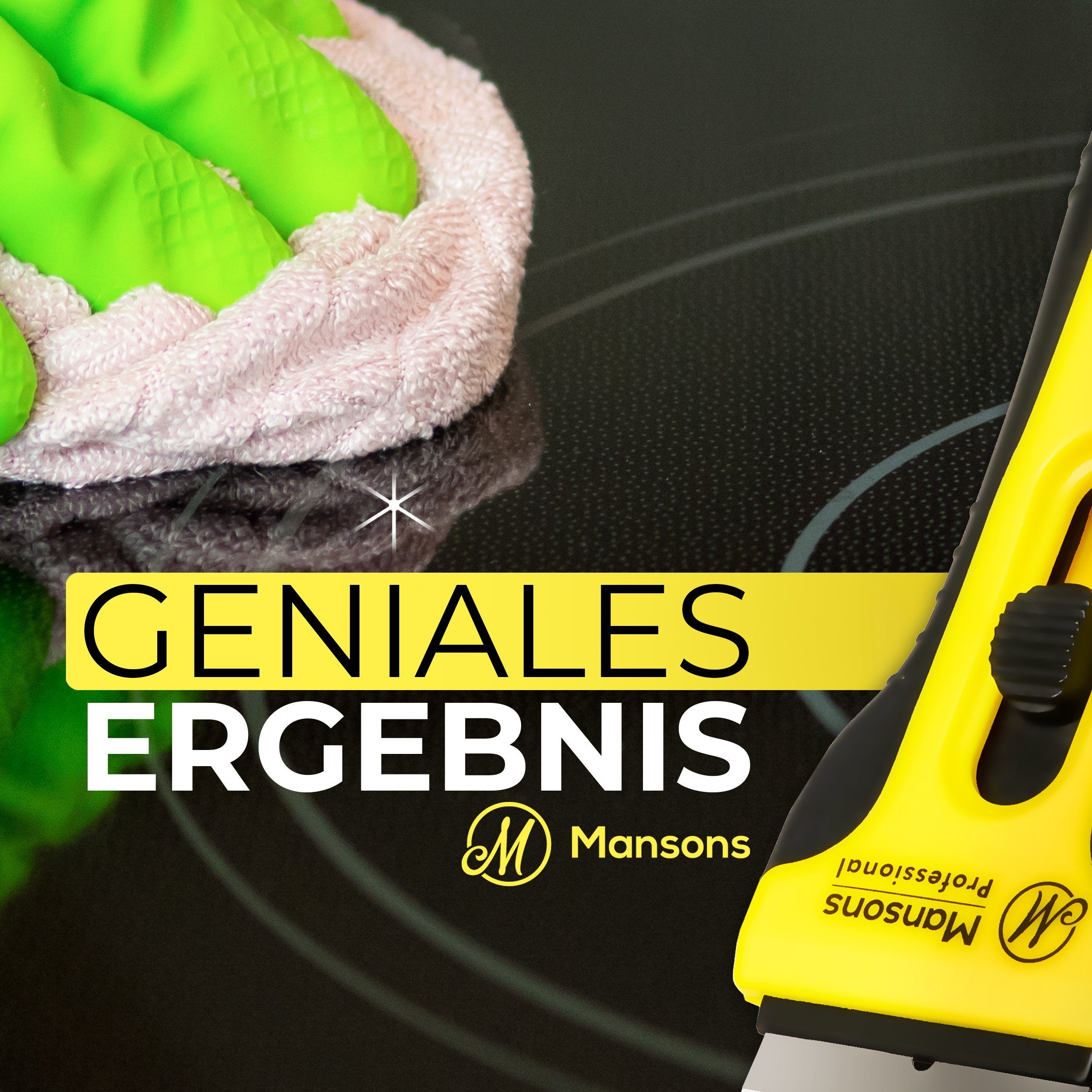 Mansons Glasschaber Ceranfeldschaber mit 15 Klingen Ceran® Schaber für Kochfeld und Backofen, Set mit Aufbewahrungsbeutel